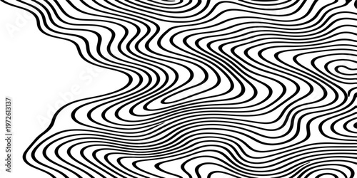 Abstract Black and White Topographic Contour Lines Vector Illustration Digital Landscapes and Geographic Elevation Patterns