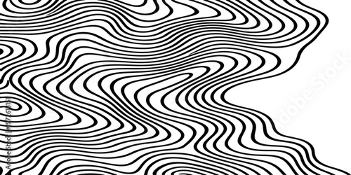 Abstract Black and White Topographic Contour Lines Vector Illustration Digital Landscapes and Geographic Elevation Patterns