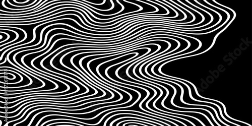 Abstract Black and White Topographic Contour Lines Vector Illustration Digital Landscapes and Geographic Elevation Patterns