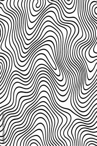 Abstract Black and White Topographic Contour Lines Vector Illustration Digital Landscapes and Geographic Elevation Patterns