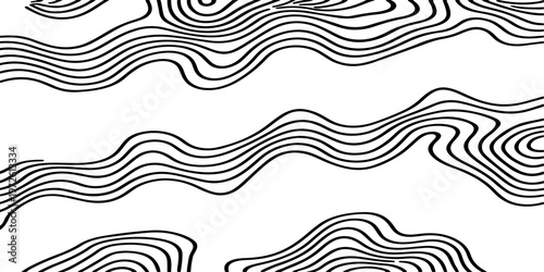 Abstract Black and White Topographic Contour Lines Vector Illustration Digital Landscapes and Geographic Elevation Patterns