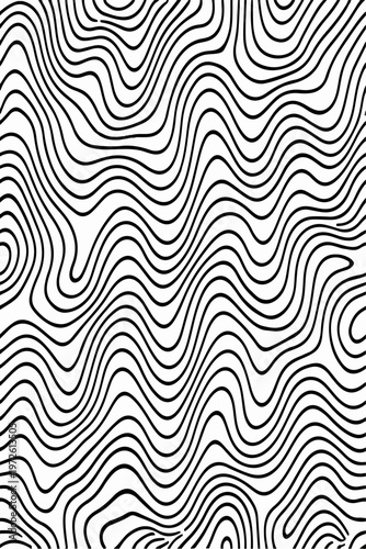 Abstract Black and White Topographic Contour Lines Vector Illustration Digital Landscapes and Geographic Elevation Patterns