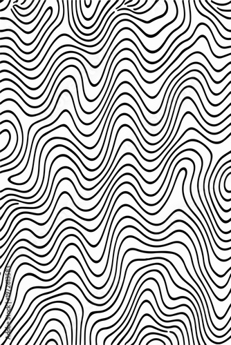 Abstract Black and White Topographic Contour Lines Vector Illustration Digital Landscapes and Geographic Elevation Patterns