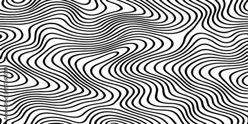 Abstract Black and White Topographic Contour Lines Vector Illustration Digital Landscapes and Geographic Elevation Patterns