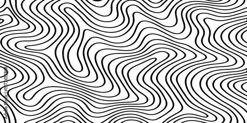 Abstract Black and White Topographic Contour Lines Vector Illustration Digital Landscapes and Geographic Elevation Patterns