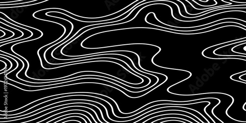 Abstract Black and White Topographic Contour Lines Vector Illustration Digital Landscapes and Geographic Elevation Patterns