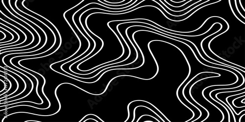 Abstract Black and White Topographic Contour Lines Vector Illustration Digital Landscapes and Geographic Elevation Patterns