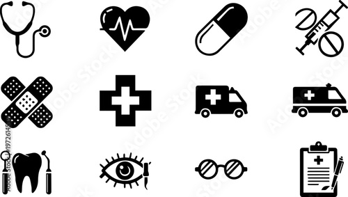 dental hygiene flat design vector illustration with magnifying glass and tooth