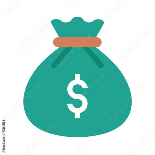 Money bag flat icon stock vector illustration for financial and business design projects