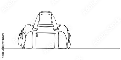 Continuous one line of a travel bag, a symbol of travel and exploration, style hand drawn vector illustration.