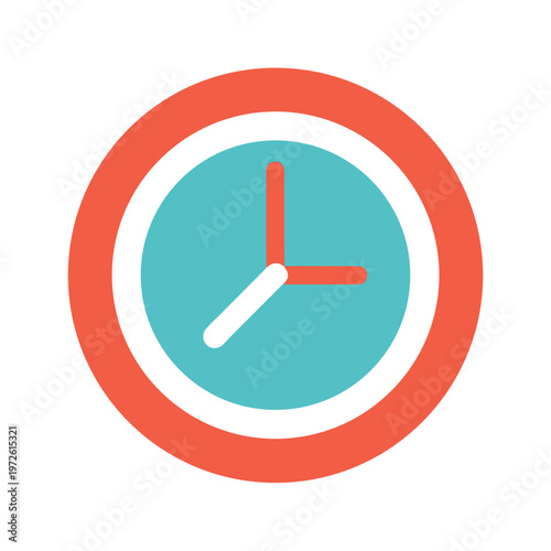Round clock icon showing time on a white background