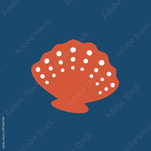 Nautical Coastal Poster with Seashell Flat Design Vector Illustration