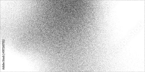 Grain noise of black irregular dots and grainy halftone fade effect with sand dust particles. Black dotted noisy gradation wallpaper Monochrome dot pattern with grainy effect.