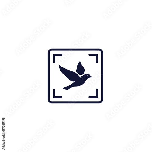 Black bird in flight silhouette square.