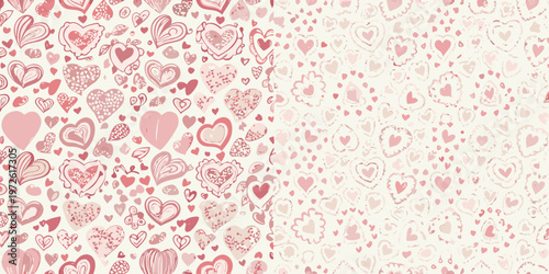Delicate pink and white heart pattern fills the entire image