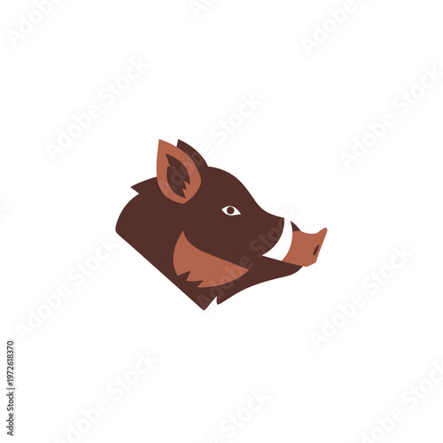 Brown Boar Head Side Profile.
