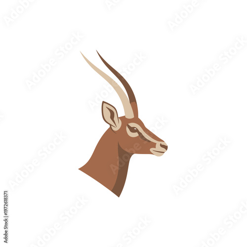 Brown Antelope Head with Long Horns.