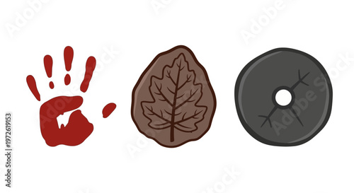 Hand leaf and button icons.