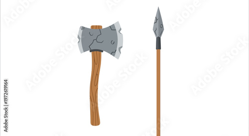 Vintage Axe and Spear Weapons.