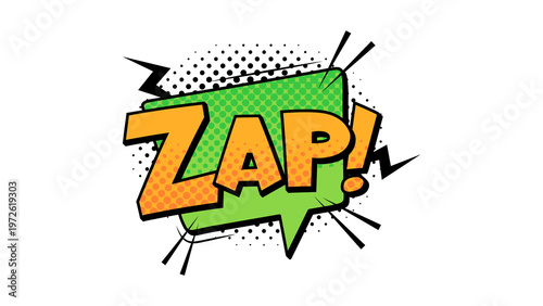 Fotografía Vibrant comic book-style illustration of the word 'ZAP!' in bold orange letters