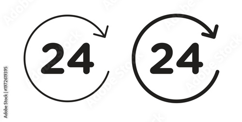 24 Hour time icon on white background. icon set