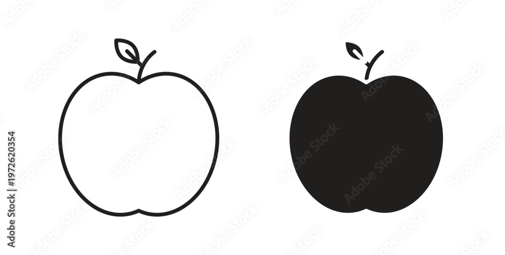 Fototapeta premium Apple icon on white background. icon set
