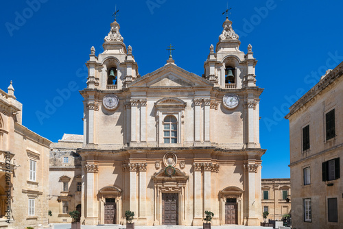 St. Pauls Cathedral facade - Mdina, Malta