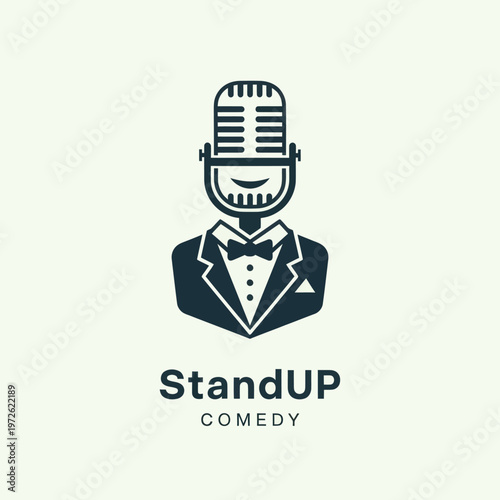 Stand Up Comedy Icon: Microphone Man in Tuxedo