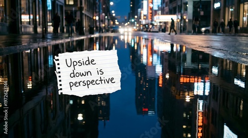 Rainy city street reflection with 