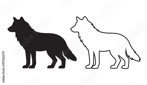 Wolf Silhouettes Vector Illustration