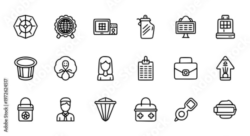 Hair care beauty thin line icon vector set salon treatment EPS10 isolated on white