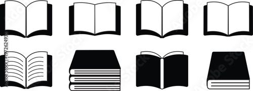 Open Book Icon Set Vector Illustration for Education and Reading Concept