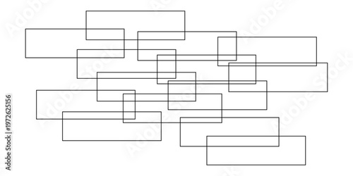 abstract black and white geometric line pattern seamless vector illustration with overlapping rectangles and modern minimal technology inspired design