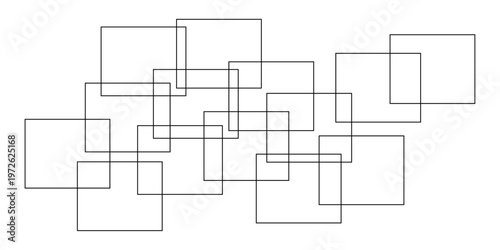 abstract black and white geometric line pattern seamless vector illustration with overlapping rectangles and modern minimal technology inspired design