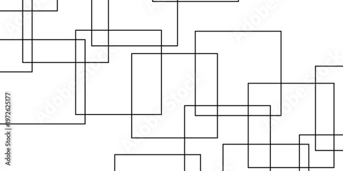 abstract black and white geometric line pattern seamless vector illustration with overlapping rectangles and modern minimal technology inspired design