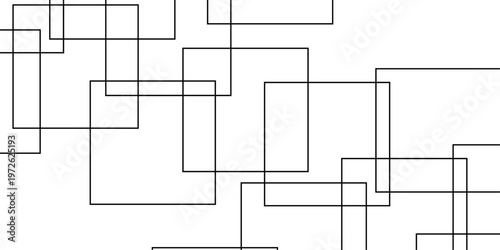 abstract black and white geometric line pattern seamless vector illustration with overlapping rectangles and modern minimal technology inspired design