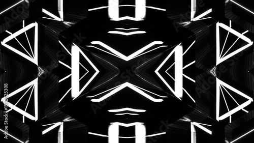 White Neon Strobe Mirrored Kaleidoscope Background VJ Loop in 4K