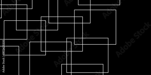 abstract black and white geometric line pattern seamless vector illustration with overlapping rectangles and modern minimal technology inspired design