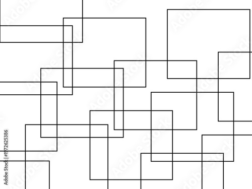 abstract black and white geometric line pattern seamless vector illustration with overlapping rectangles and modern minimal technology inspired design