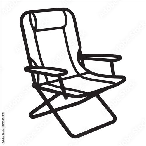 A black line drawing of a reclining chair