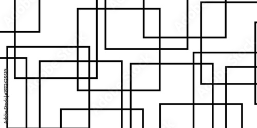 abstract black and white geometric line pattern seamless vector illustration with overlapping rectangles and modern minimal technology inspired design
