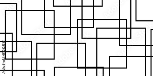 abstract black and white geometric line pattern seamless vector illustration with overlapping rectangles and modern minimal technology inspired design