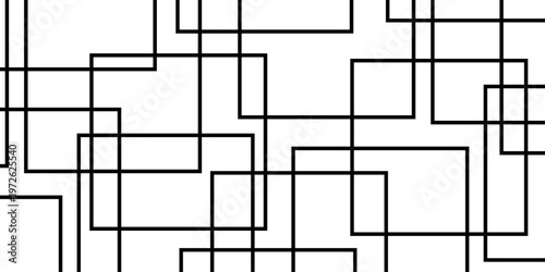 abstract black and white geometric line pattern seamless vector illustration with overlapping rectangles and modern minimal technology inspired design