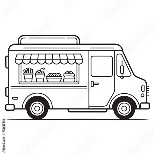 A food truck with a serving window