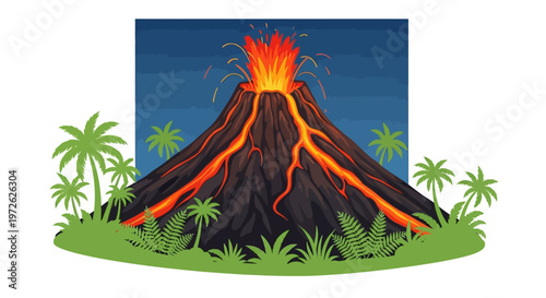 Volcano Eruption with Lava Flow.