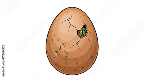 Hatching dinosaur egg with baby.