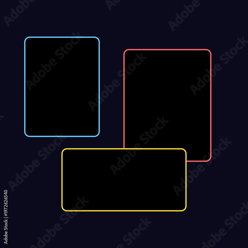 Blank 3d glossy glass square button set on an abstract vector background with black and light tech design elements for web and business internet template