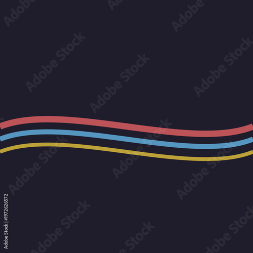 Abstract vector background featuring an American flag design with colorful rainbow waves and curved lines on a red and blue banner template backdrop
