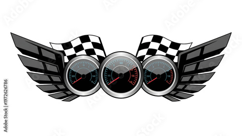 Eagle wings emblem with central globe and stars in stylized design Vector