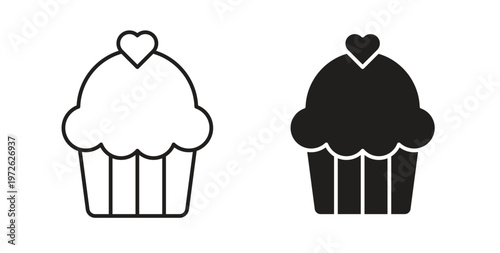 Cupcake icon on white background. icon set